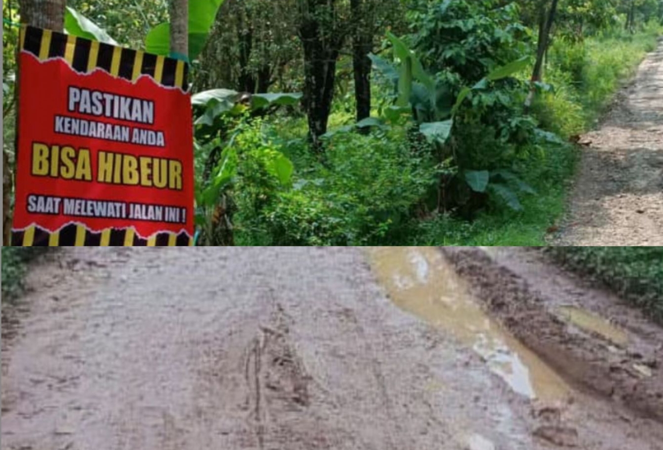 Akses Jalan Rusak, Warga Lebak Apresiasi Pemerintahan dengan Spanduk 